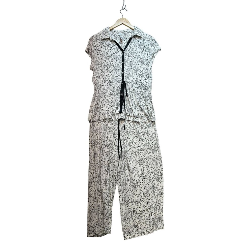 Lucidity Intimates 2-Pc Pajama Set Womens M BlacK White Sleepwear Lounge Set
